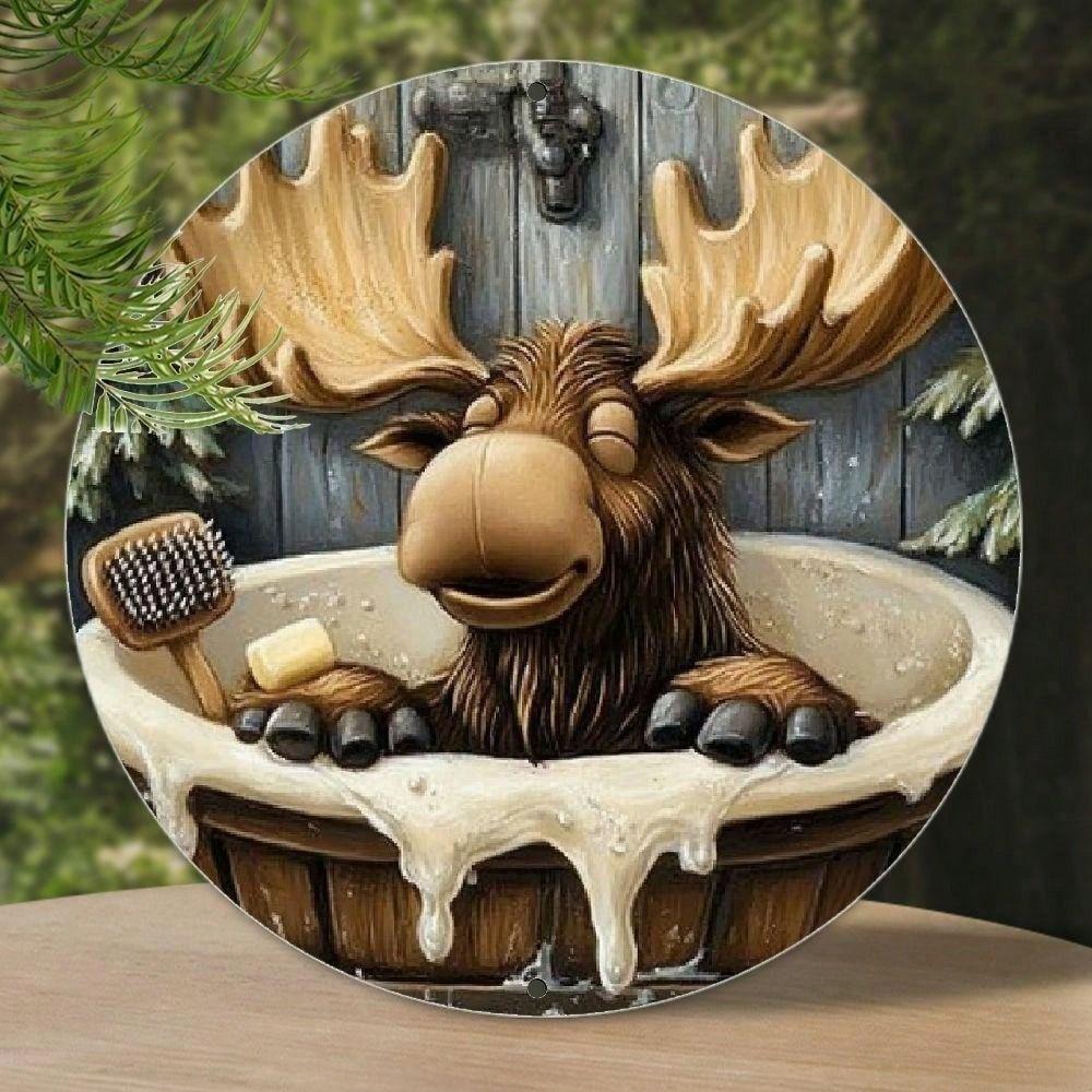 **Optimized English Title (Under 150 characters):** Vintage Moose Metal Wall Art Sign 8x8 Inch Aluminum Plaque Rustic Cabin Home Decor