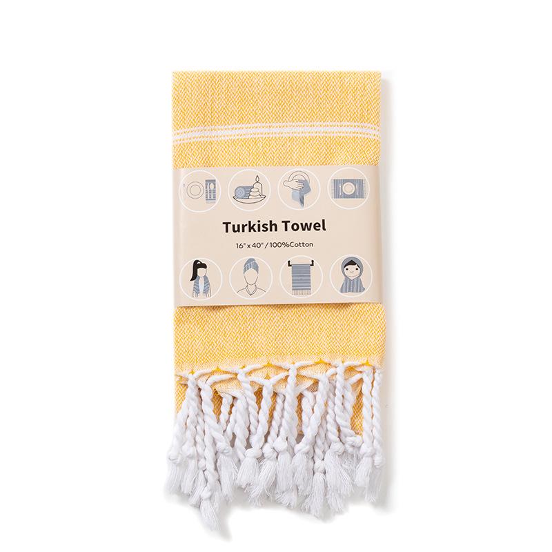European Style Cotton Kitchen Towel Set: Quick-drying, Striped Tea Towels, Rectangular Tablecloth with Tassels.