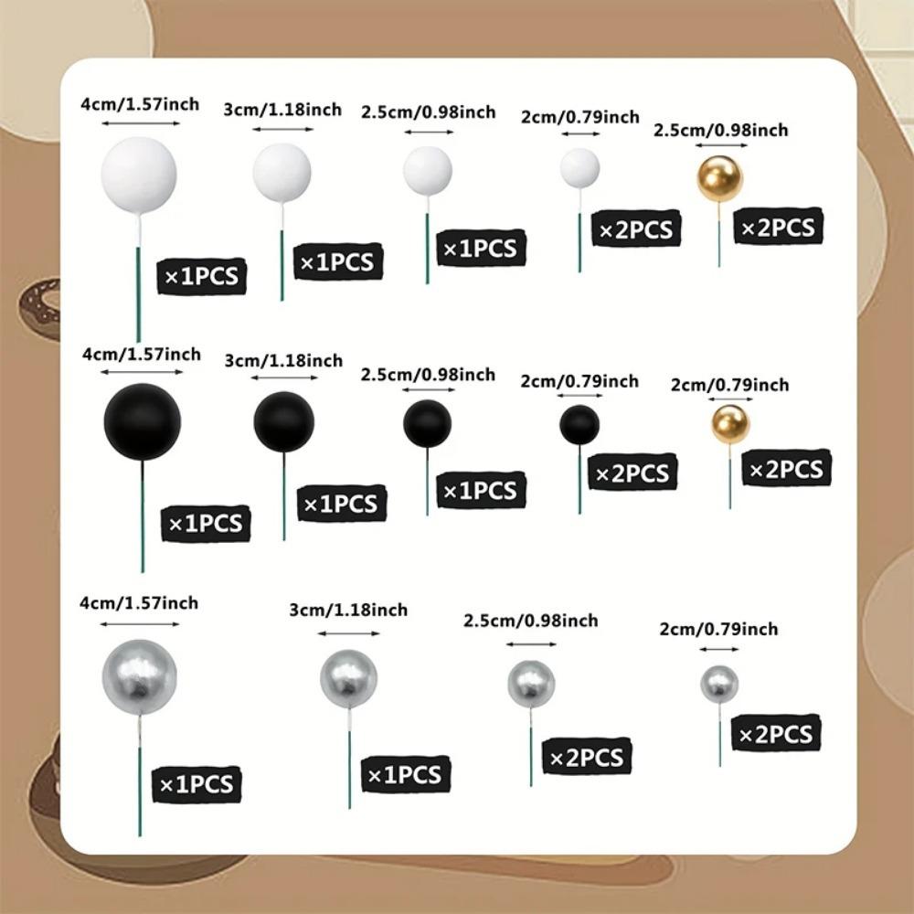 20/30Pcs Cake Balls Decoration Gilded Black Happy Birthday Foam Ball Cake Stickers Party Mother's Day Decor DIY Wedding Decor
