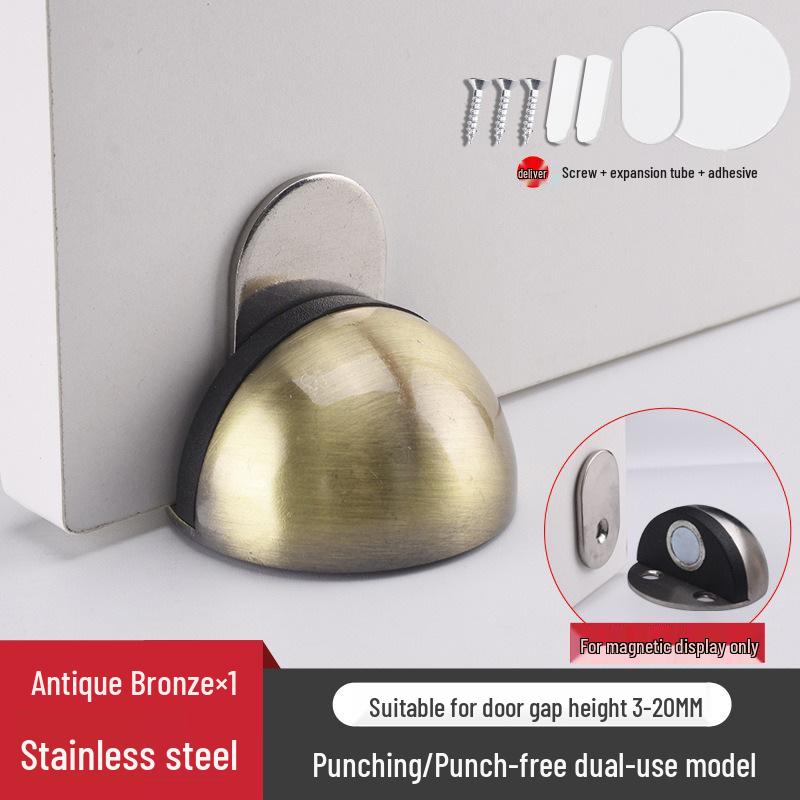304 Stainless Steel Magnetic Turtle Top Door Stopper, Anti-Collision Floor Bumper & Rubber Limiter