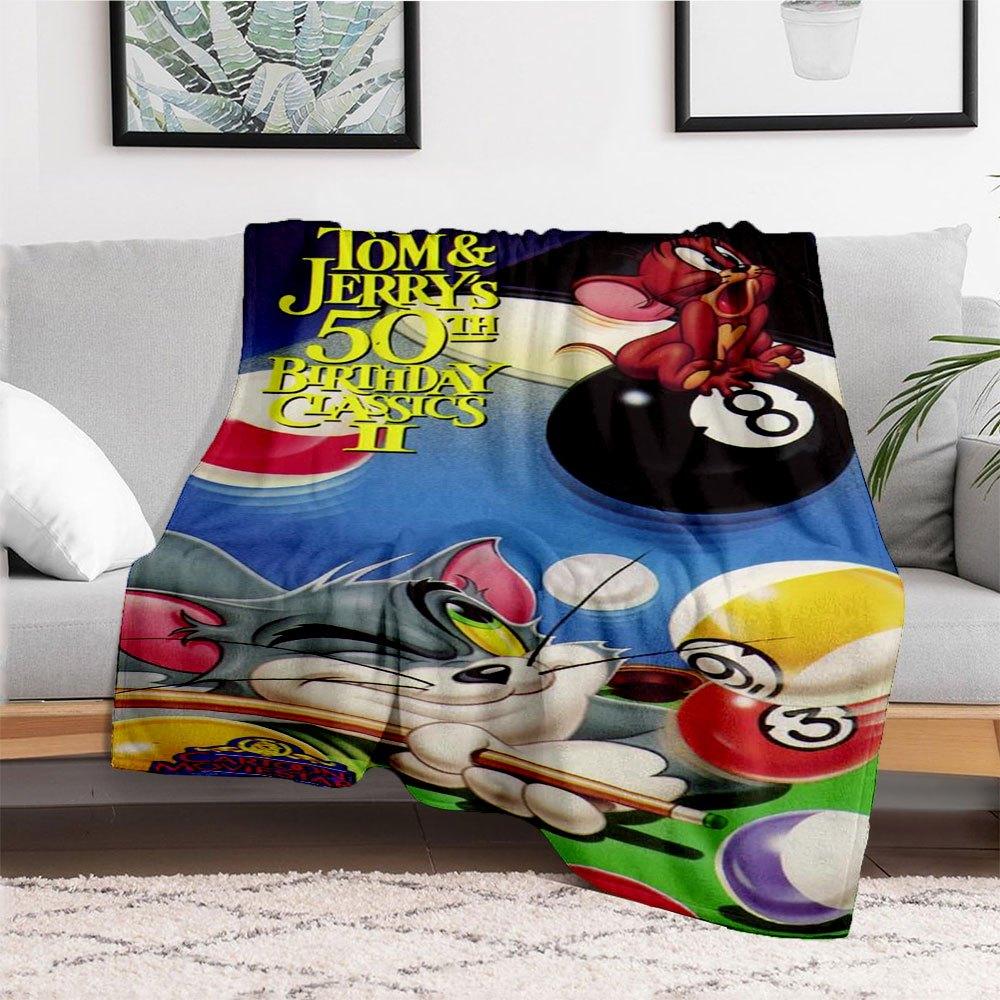 Tom & Jerry's 50th Birthday Classics II VHSBlanket Flannel Throw Blanket for Sofa, Bed, Travel, Camping, Office