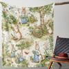 Rabbit Easter Blanket - Soft Flannel Spring Decor Throw