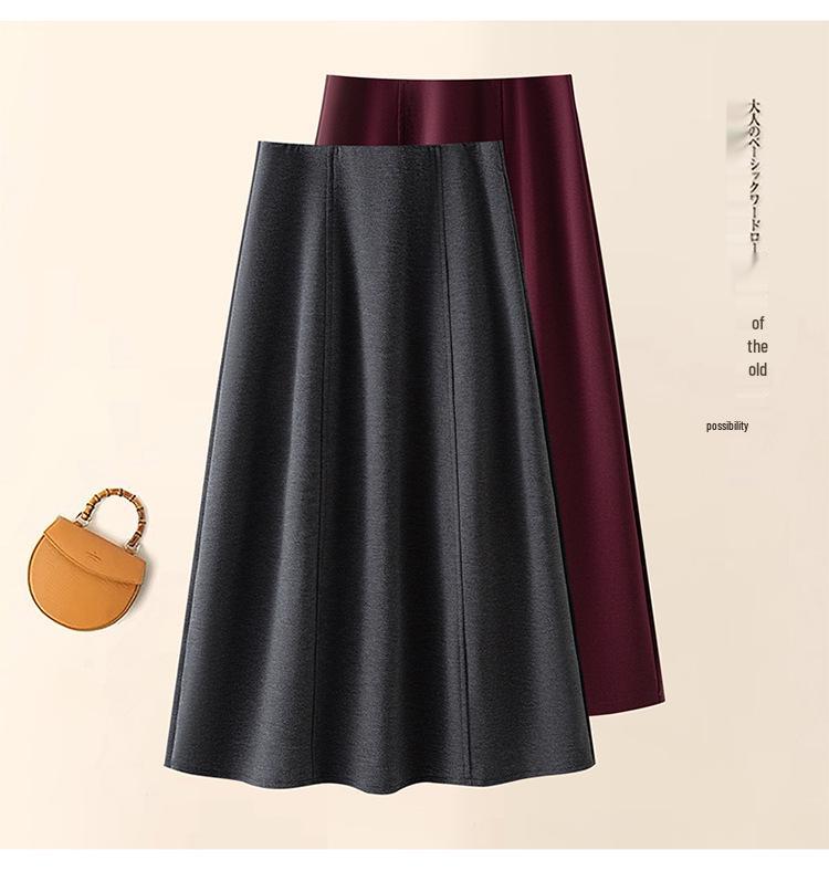 Women's High-Waisted Spring 2026 Slimming Skirt, Mid-Length, Elastic Waist, Umbrella Style, Petite Fit, Elegant Drape