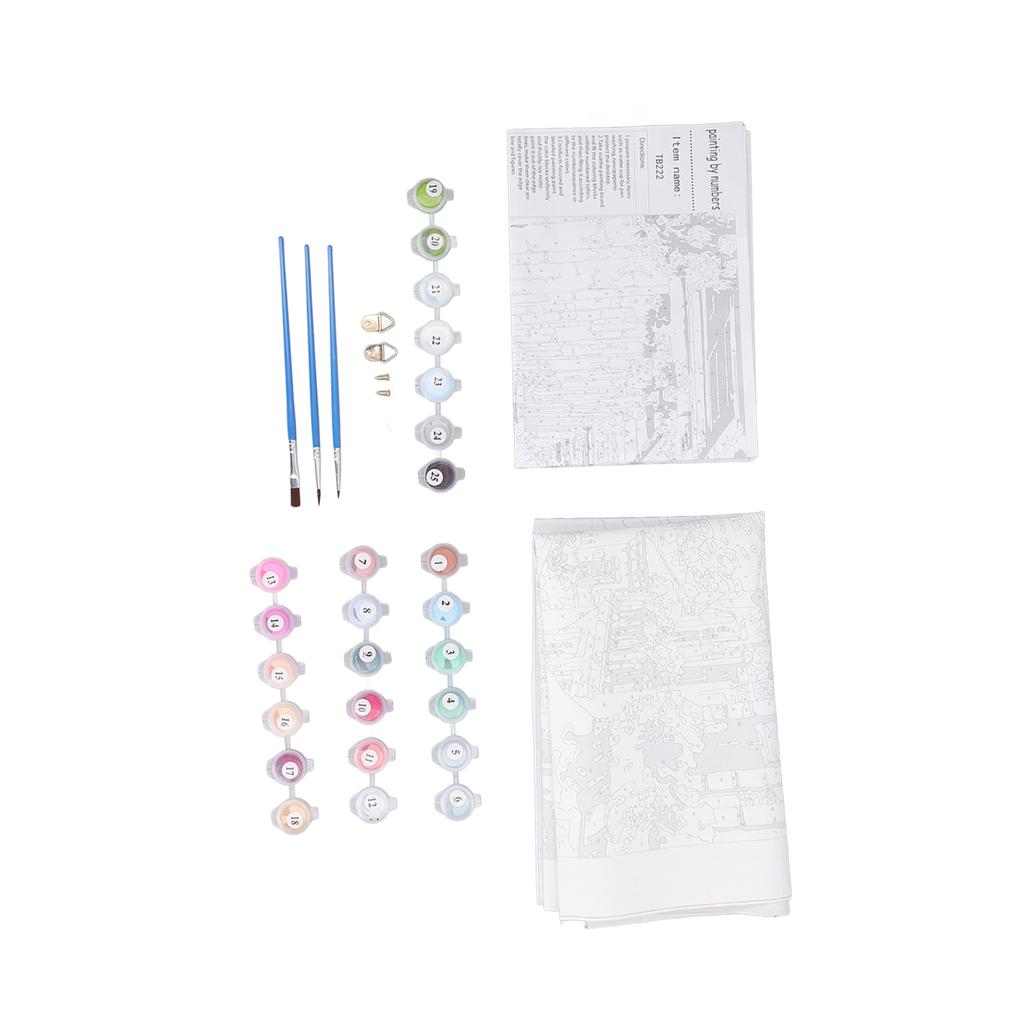 Paint By Numbers 15.7x19.7in Acrylic Paint Pre Printed Canvas Simple Stpes Pressure Relief Number