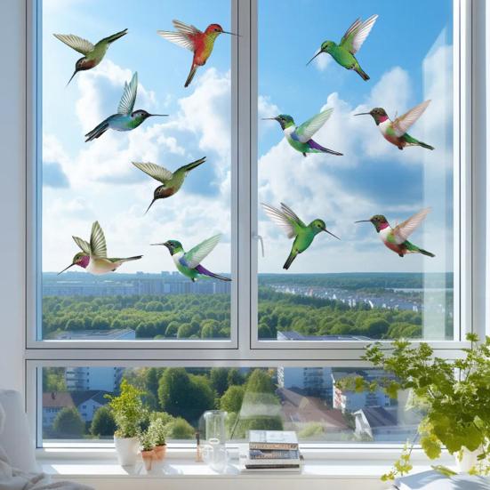 PVC Vogelkollisionsschutz-Aufkleber 12 Stück Fenster-Clings, Schutz-Aufkleber, Abnehmbare Anti-Kollisions-Freundliche Clings für Glastüren und Fenster,