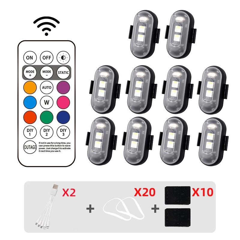 Luzes de Aviso Sem Fio para Aeronaves Leves, Aviões, Helicópteros, Luzes Estroboscópicas LED RGB para Aeronaves, Luzes de Motocicleta, Posição de Flash LED