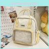 Fashionable Star Patterned Student Backpack With Transparent Compartment For Daily Use