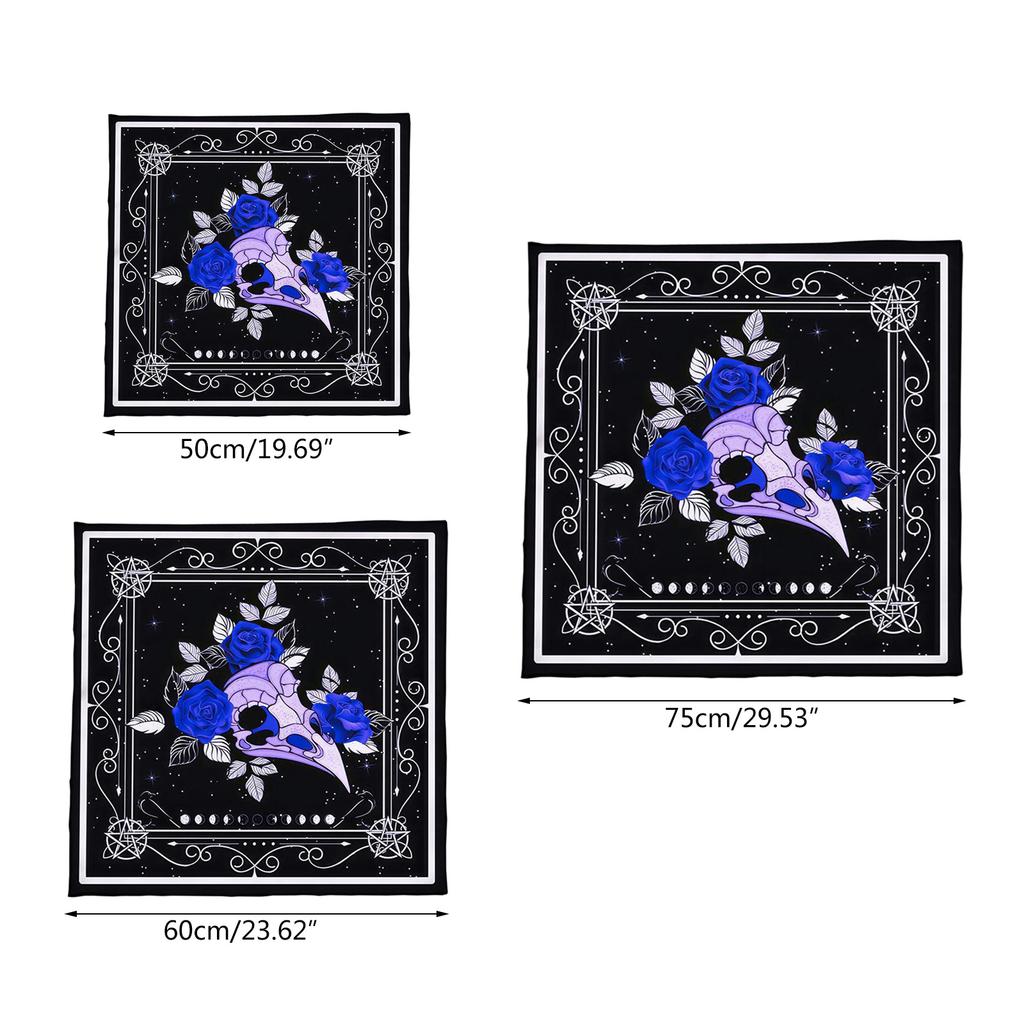 Tarot Card Tablecloth Altars Cloth Skull Bird Head Flower Astrologys Tablecloth Divinations Card Mat Tapestry Wall Decor