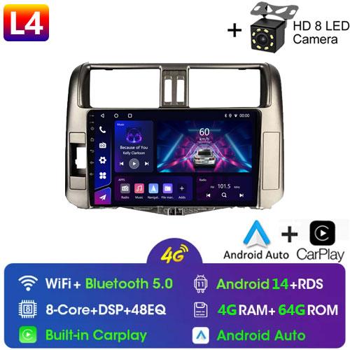For Toyota Land Cruiser Prado 150 2009 - 2013 Car Radio Android 13 Video Multimedia Player GPS Navigation WIFI 4G LET Head Unit