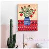 Griechischer Blumenstrauß Pflanzen Granatapfelblüte Dahlie Vase Boho Botanisches Poster Leinwandmalerei Wandkunst Bilder Heimdekor Geschenk