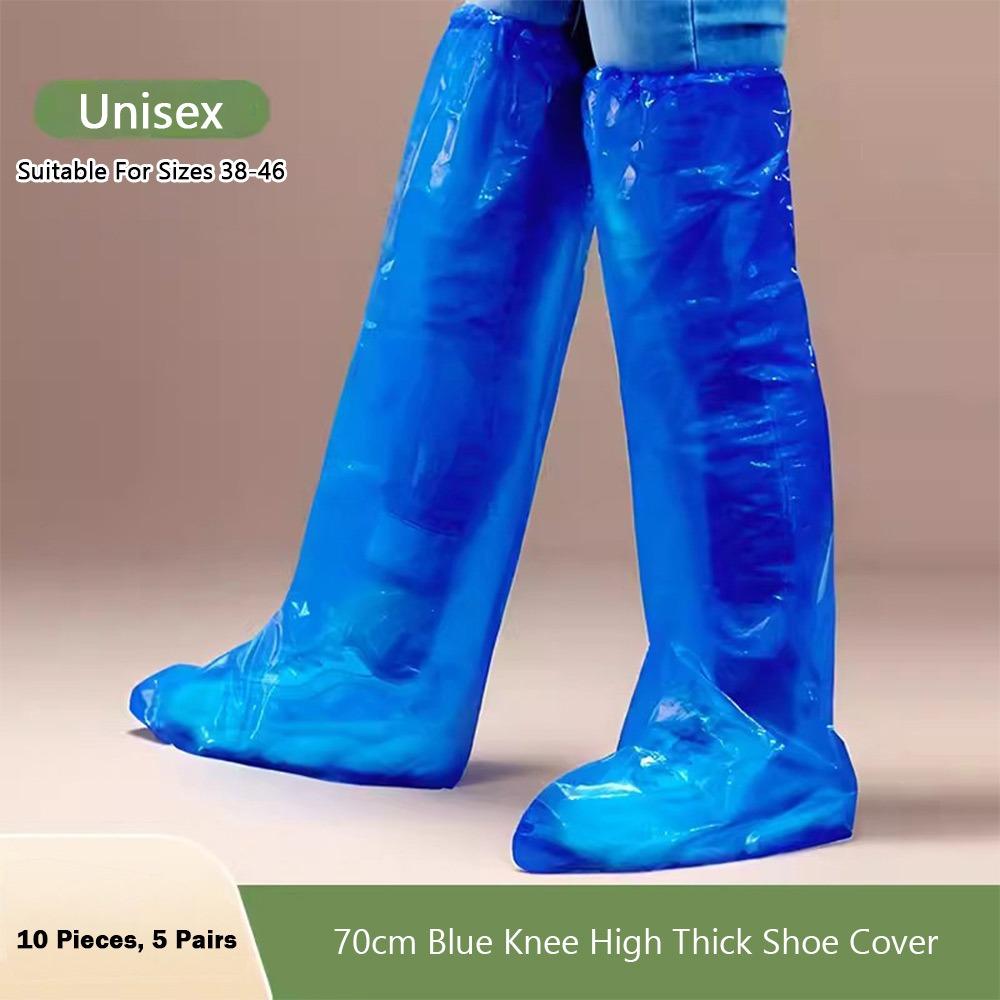 

5pairs Transparent Disposable Rain Boot Covers Non-slip Thickened Foot Wrap Rainpants Waterproof Oil Resistant