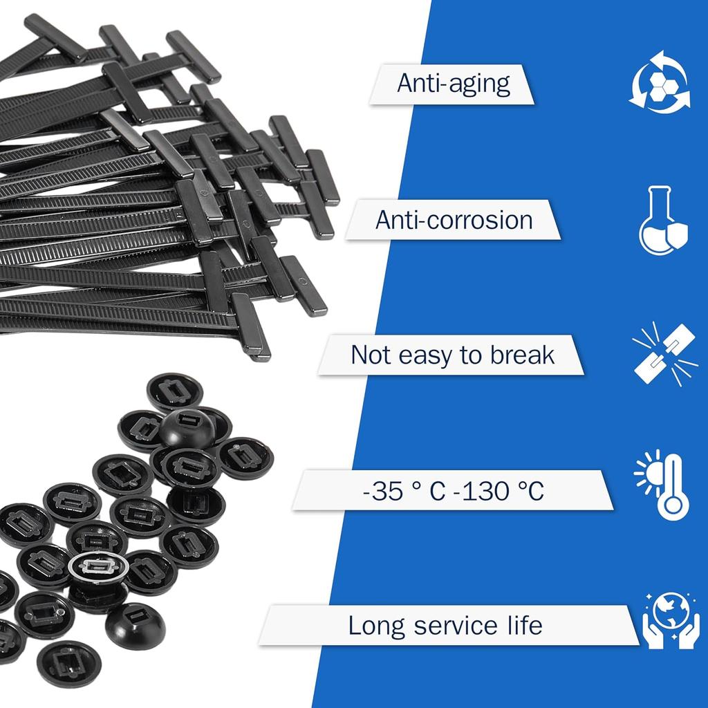 120Pcs Nylon Universal Cable Tie Buckle For Car, Automotive Zipper Clips, Plastic Rivet Grip Zip Ties, Push Pin Clip Auto Body Parts Trim, For Car