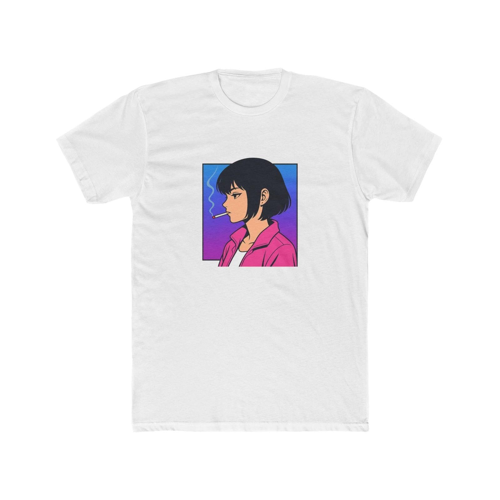 Vaporwave Lofi Sad Anime Girl Smoking T-Shirt 3XL