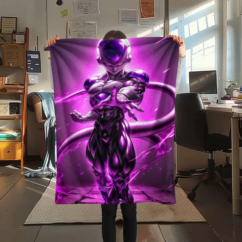 

1Pc Cartoon Frieza Print Flannel Blanket, High quality Comfortable for All Seasons, Home Decor, Warmth and Comfort, Perfect for Christmas Gifts 80cm x 120cm