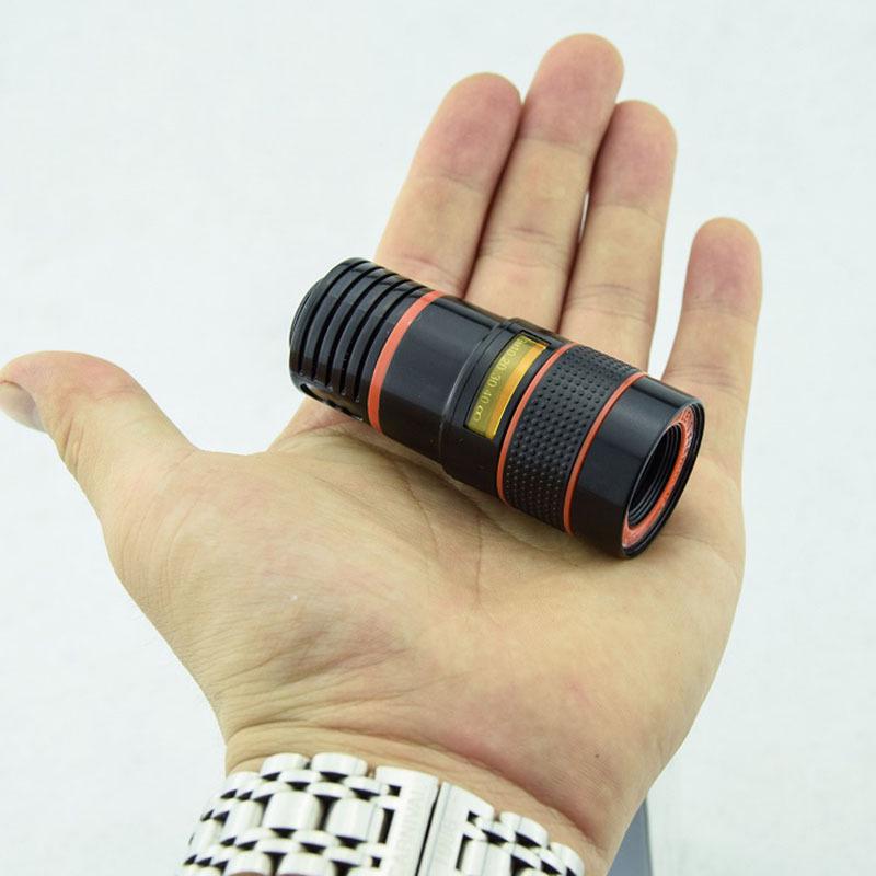 8×18 HD Telephoto Lens for Mobile Phones: Universal Clip-On Attachment 8x Black