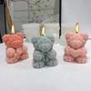 New Funny 1Pcs 3D Valentine's Day Rose Bear Candle Mold Aromatherapy Gypsum Gift Rose Bear Candle Silicone Mold