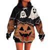 Ladies' Loose Comfortable Casual Fashionable Broken Wind Print Hooded Sweatshirt