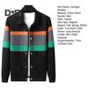 Fall Winter Men Cardigan Sweater Coloblock Turn-down Collar Coat Long Sleeves Pockets Single-breasted Knitted Elastic Jacket