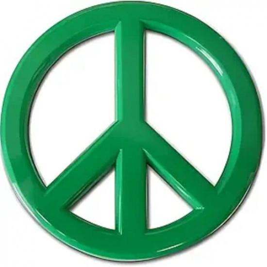 Classic Green Peace Sign  - Acrylic Car Emblem - Antiwar Peace and Love Symb