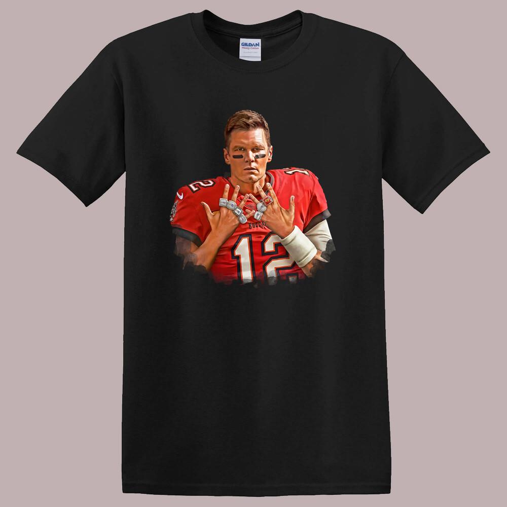 Tom Brady 7 Rings Black T-Shirt Size S to 5XL S