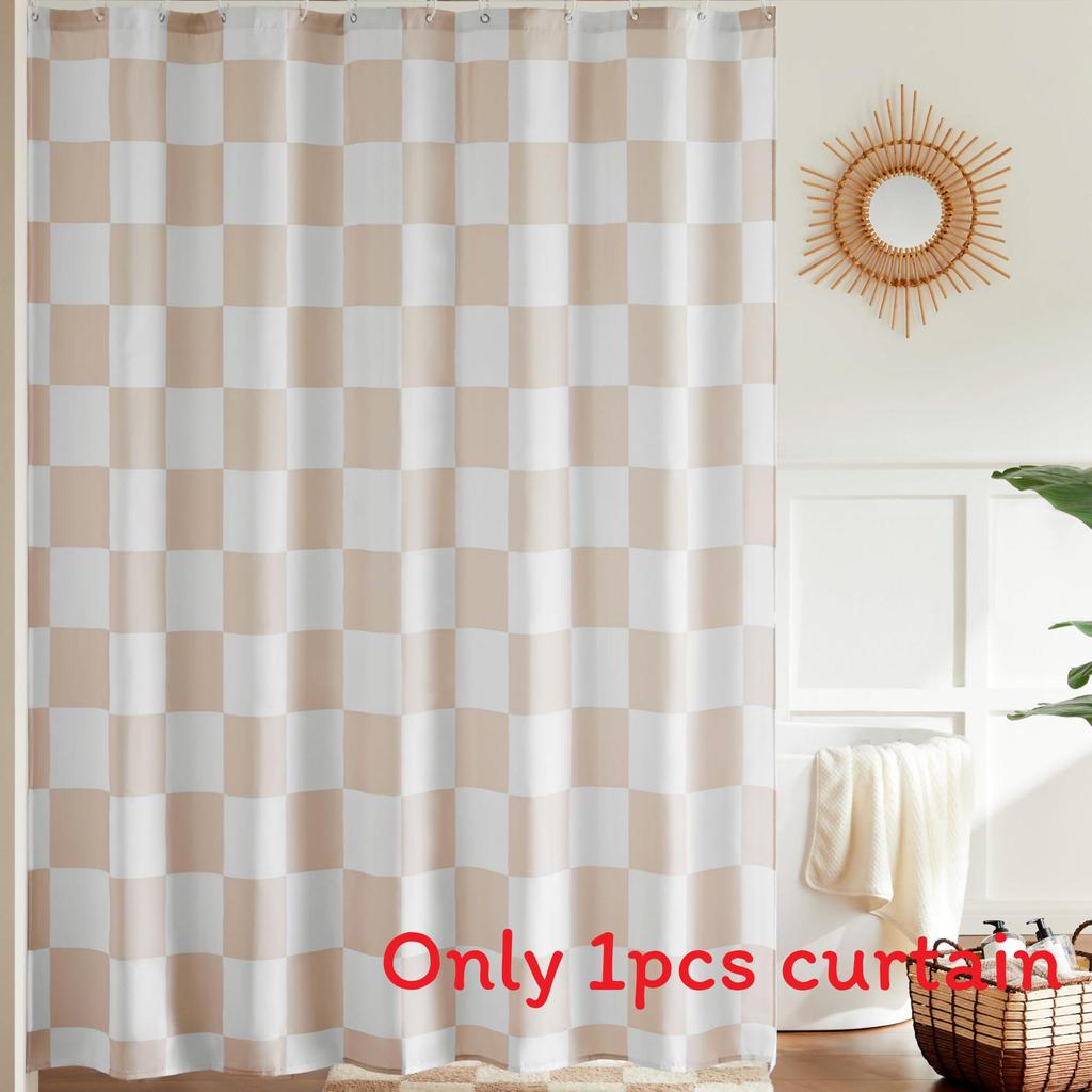 72x72inch Checkerboard Retro Pattern Waterproof Shower Curtain Bathroom For