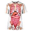 Male Skeleton Internal Organs 3D Print T Shirt Men Human Structure Diagram Summer Short Sleeve T-shirt Funny Tops Tee Clothes