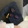 Horn Button Knitted Handbag Flower Phone Bag Casual Knitted Wrist Bag  Travel