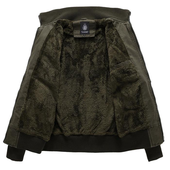 Winter Men's Jacket Fleece Thickened Air Force One Large Size Jacket Men's Embroidered Badge Tooling Jacket