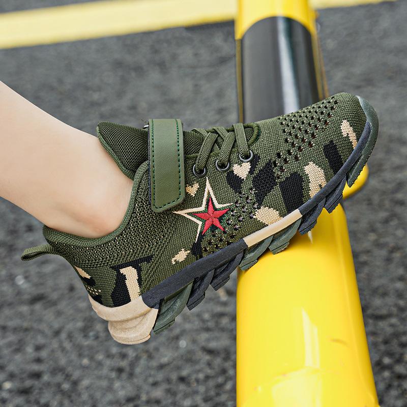 Children's camouflage shoes 2025 summer camp boys and girls soft-soled military training shoes medium and older children's mesh sports shoes