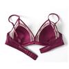 Set reggiseno a triangolo sexy in pizzo patchwork in rete leggermente foderato reggiseno senza fili per seni piccoli set slip intimo donna lingerie
