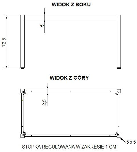 Frame desk or table frame with square leg NY-A057/196/K - 196x76 , black