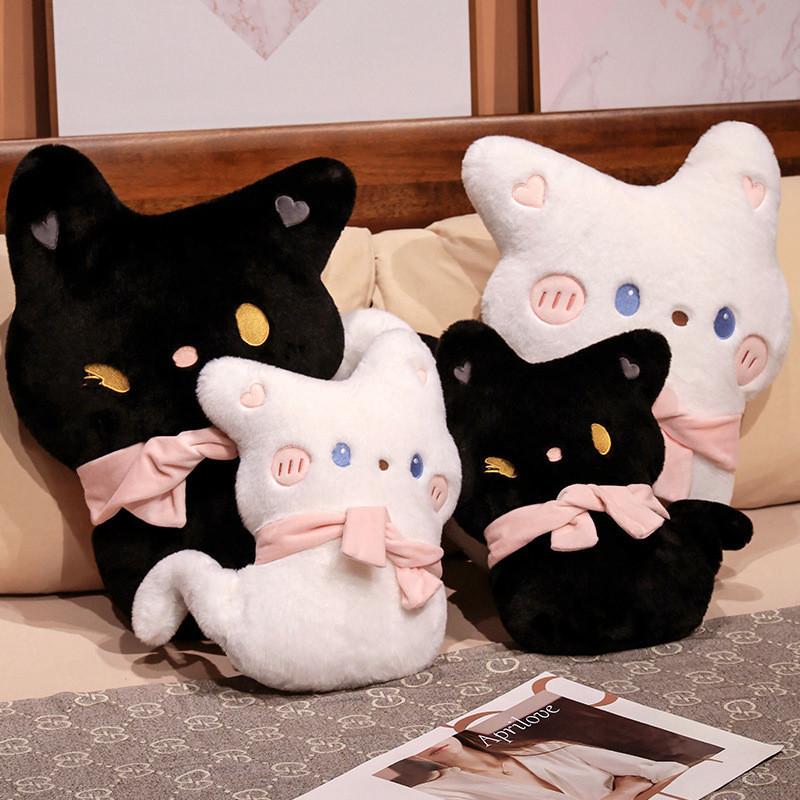 Adorable Plush Black Cat Stuffed Toy Soft And Cuddly Cartoon Kitty Pillow Gift