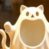 Unique Cat Lover Gifts 3D Printed Halloween Ghost Storage Holder, Decorative Kitten Statue with Matte White Ceramic Ornament Hollow Storage,