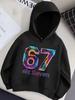 Weicher Kinder Hoodie, Süßer Cartoon Charakter Nummer 6 und 7 Dabbing Print Pullover Sweatshirt, Herbst Winter Langarm Oberteil Für Kinder Tägliche Freizeitkleidung