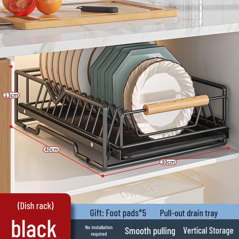 Kitchen Pull-Out Dish Rack Organizer