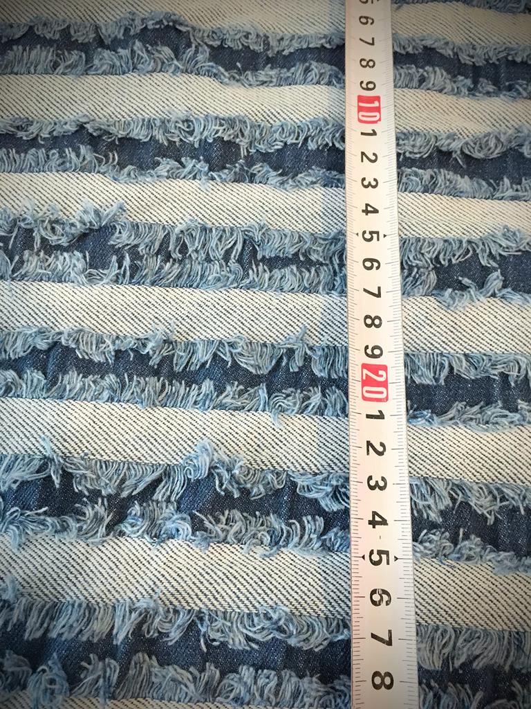 Fringe Denim Design Denim Handmade Denim Thin Cotton Denim Fabric Scraps Stripe Fabric, Remnants, Fabric, (Fringe Set)