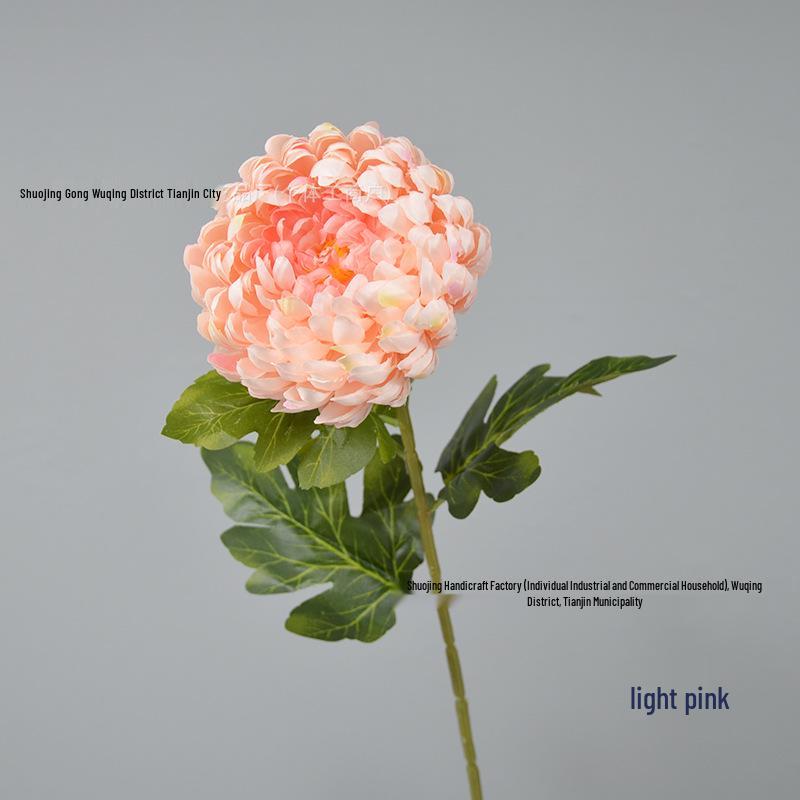 Elegant Chrysanthemum Single Stem: Multi-Layered Artificial Floral Art for Hotel Entrances & Photography Décor.