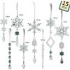 15pcs Christmas Tree Pendate Icicle Ornaments Acrylic Hanging Decoration Christmas Tree Hanging Ornament Xmas Holiday Party
