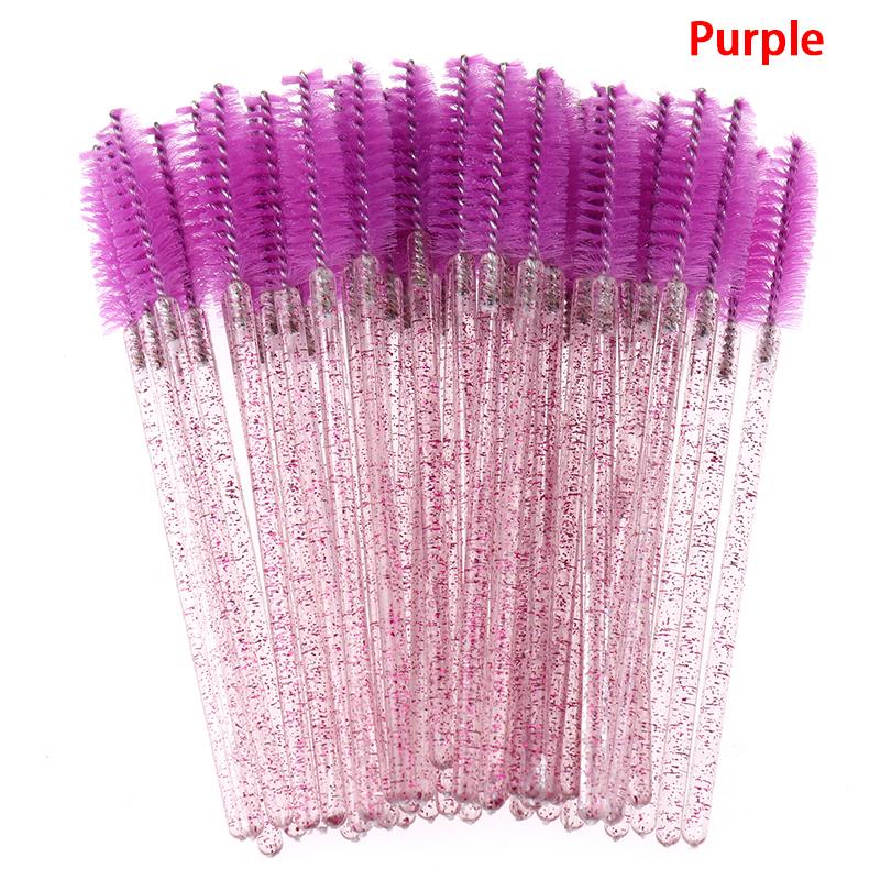50Pcs Disposable Eyelash Brush With  Rod Eyebrow Comb Makeup Brush