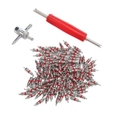 Smontagomma Nucleo Valvola Doppio Testa Strumento di Rimozione a 4 Vie Strumento di Riparazione per Auto Camion SUV Bicicletta ATV