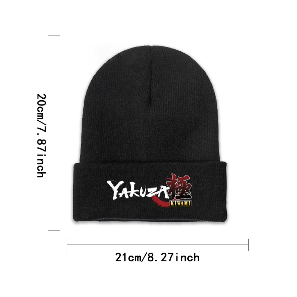 Yakuza Kiwami Örme Kapaklar kadın Unisex Skullies Beanies Kış Şapka Japonya Ejderha Gangster Video Oyunu Hip Hop Kavun Kap