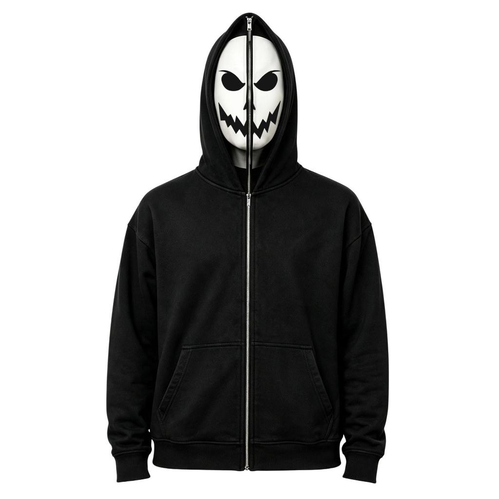 Children's Casual Halloween Zip-Up Hoodie with Fun Graphic Print for Boys and Girls