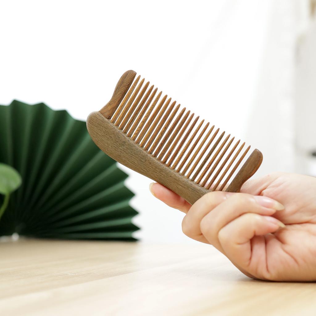 Sandalwood Engraved Tooth Shaving Comb Large Fine Tooth Women'S Straight Hair Comb Household Solid Wood Portable Gift Hair Comb