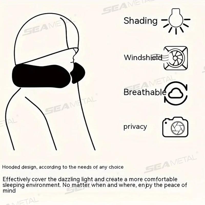 SEAMETAL Car U-shaped Pillow Rear Seat Sleeping Pillow Comfortable Neck Pillows With Hat Shield Privacy Protector Long Trip Rest