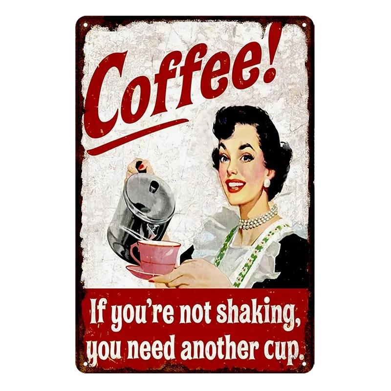 Vintage Coffee Bar Metal Tin Signs Decor Wall Art Sign Posters Wall Decoration Coffee Plaque Sign Cafe