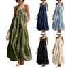 Damen Rückenfreies Spaghettiträger Maxikleid Sommer Lässig Fließendes Mehrlagiges Langes Sommerkleid Strandurlaub Ärmelloses Kleid