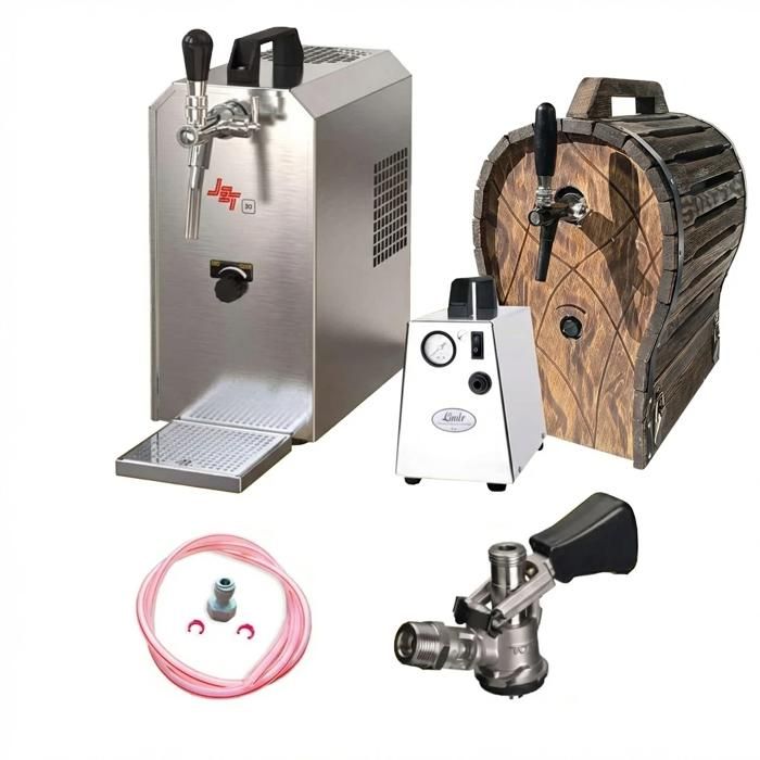 Tireuse à bière - ICH-ZAPFE.DE - JET 30 - 35 litres/h - Refroidisseur à flux - Tonneau en bois