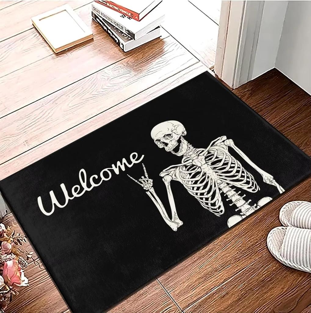 Halloween Skull Welcome Entrance Doormat Home Decoraions Carpet for Living Room Kitchen Non-slip Doormat Bathroom Foot Pad