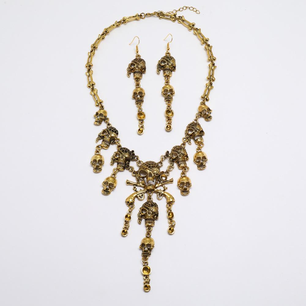 

Винтажное готическое панк-ожерелье со скелетом и черепом, серьги для мужчин и женщин, аксессуары для вечеринок