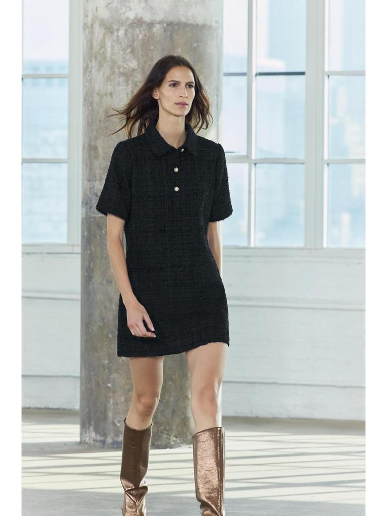 2024 Fall/Winter European & American Women's Textured Short Sleeve Shirt Dress with Turn-Down Collar